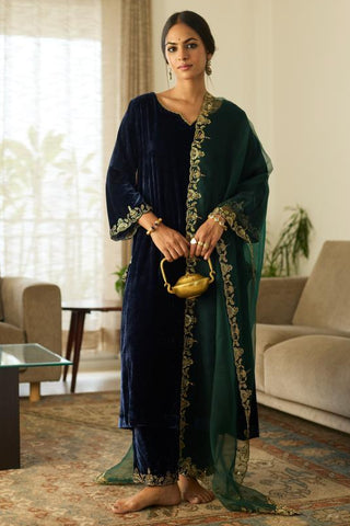 Embroidered Suit for Traditional Festivities – Blue Muraad by Sarang Kaur