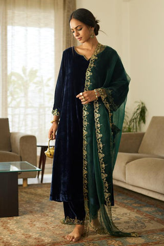 Embroidered Suit for Traditional Festivities – Blue Muraad by Sarang Kaur