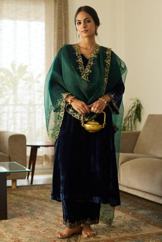 Embroidered Suit for Traditional Festivities – Blue Muraad by Sarang Kaur