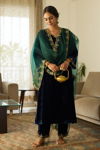 Embroidered Suit for Traditional Festivities – Blue Muraad by Sarang Kaur