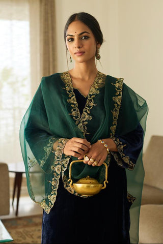 Embroidered Suit for Traditional Festivities – Blue Muraad by Sarang Kaur