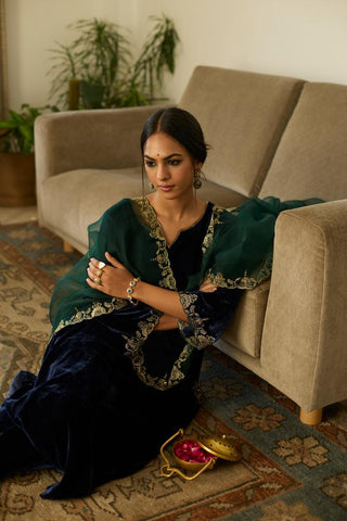 Embroidered Suit for Traditional Festivities – Blue Muraad by Sarang Kaur