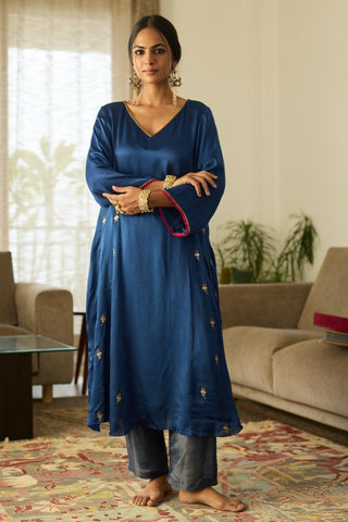 Embroidered Suit for Day Festivities – Blue Dua by Sarang Kaur