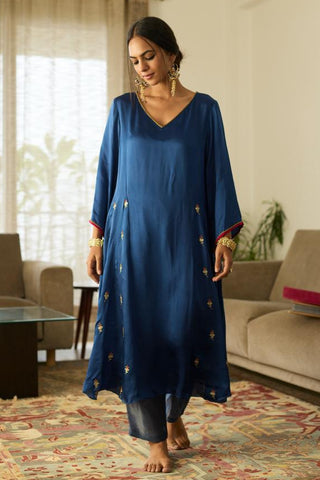 Embroidered Suit for Day Festivities – Blue Dua by Sarang Kaur