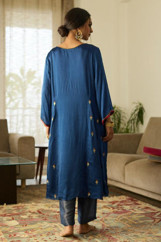 Embroidered Suit for Day Festivities – Blue Dua by Sarang Kaur