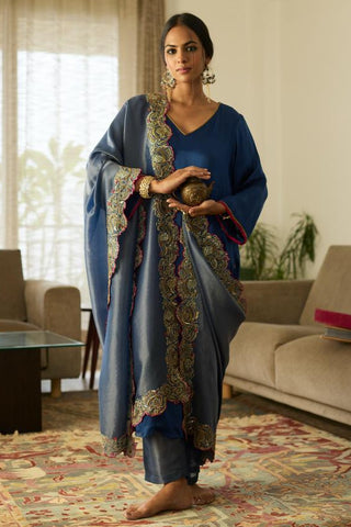 Embroidered Suit for Day Festivities – Blue Dua by Sarang Kaur