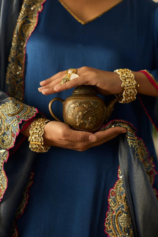 Embroidered Suit for Day Festivities – Blue Dua by Sarang Kaur