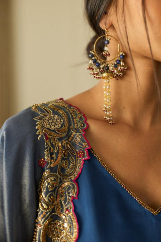 Embroidered Suit for Day Festivities – Blue Dua by Sarang Kaur