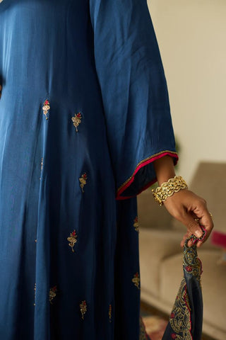 Embroidered Suit for Day Festivities – Blue Dua by Sarang Kaur
