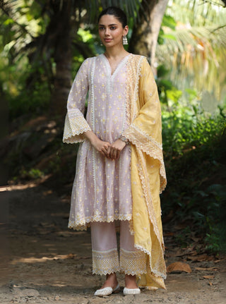 Pink malgudi days smitha kurta set