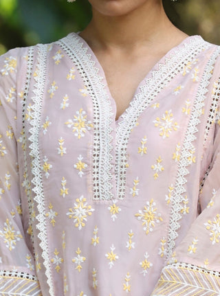 Pink malgudi days smitha kurta set