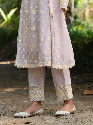 Pink malgudi days smitha kurta set