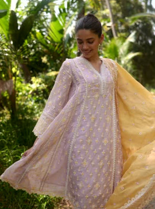 Pink malgudi days smitha kurta set