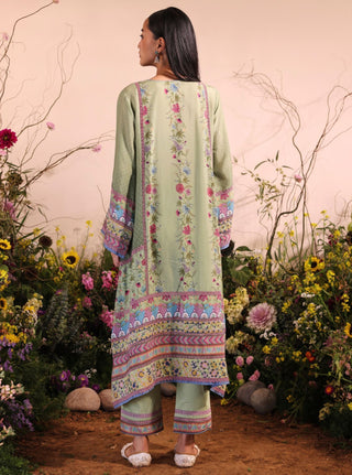 Green yamini malgudi day kurta set