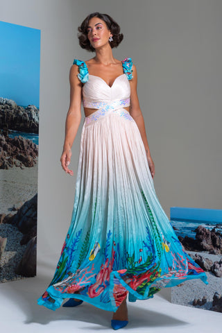 Flared Dress for Contemporary Wear – Ivory Seathrough Me by Nautanky