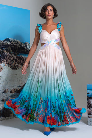 Flared Dress for Contemporary Wear – Ivory Seathrough Me by Nautanky