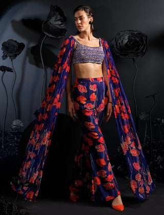 Purple firstbloom avant-garde blouse with flared pants