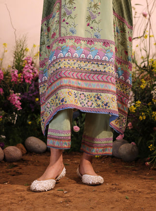 Green yamini malgudi day kurta set