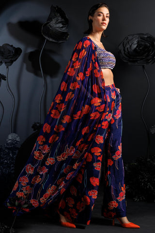 Purple firstbloom avant-garde blouse with flared pants