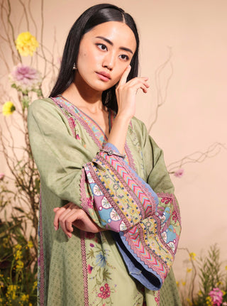 Green yamini malgudi day kurta set