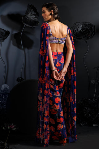 Purple firstbloom avant-garde blouse with flared pants