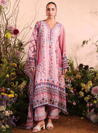 Pink yamini malgudi day kurta set