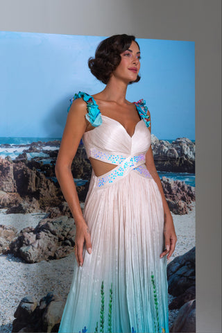 Flared Dress for Contemporary Wear – Ivory Seathrough Me by Nautanky