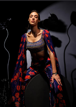 Purple firstbloom avant-garde blouse with flared pants