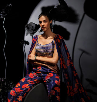 Purple firstbloom avant-garde blouse with flared pants