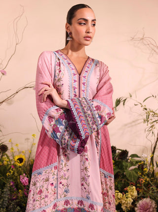 Pink yamini malgudi day kurta set