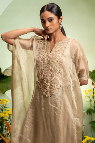 Kaftan Set for Contemporary Wear – Gold Eden by Pallavi Poddar