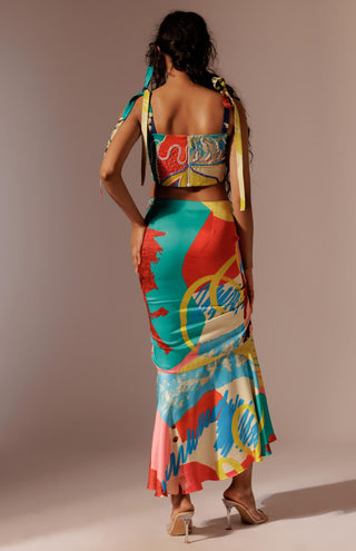 Multicolor juno ruffle skirt