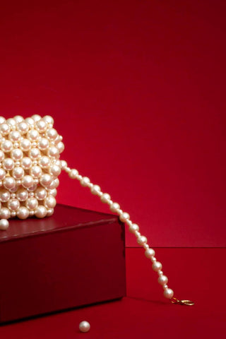 White alba pearl belt bag