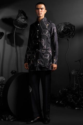 Gray serenity kurta set with koti