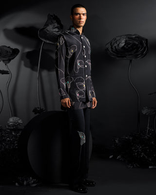 Gray serenity kurta set with koti