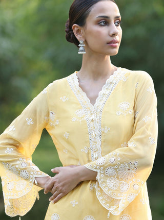 Yellow malgudi days kiyan kurta set