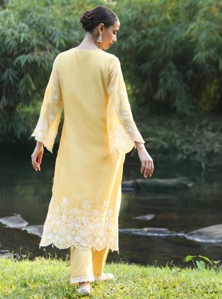 Yellow malgudi days kiyan kurta set