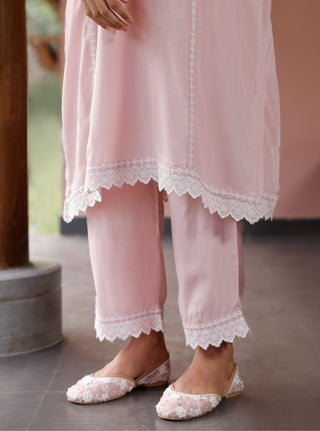 Pink mandara malgudi day kurta set
