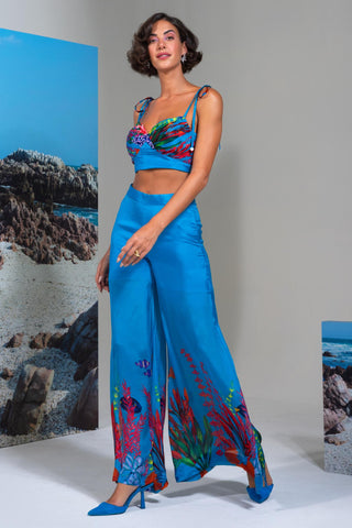 Bustier with Flared Pants for Contemporary Wear – Blue Blue Lagoon by Nautanky