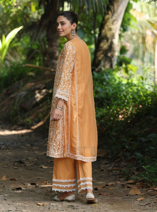 Orange malgudi days caara kurta set