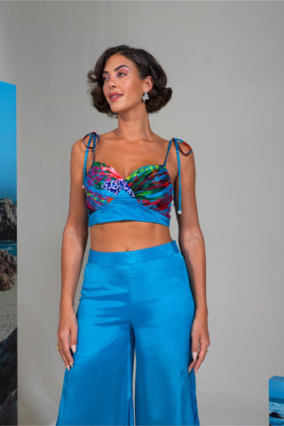 Bustier with Flared Pants for Contemporary Wear – Blue Blue Lagoon by Nautanky