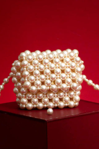 White alba pearl belt bag