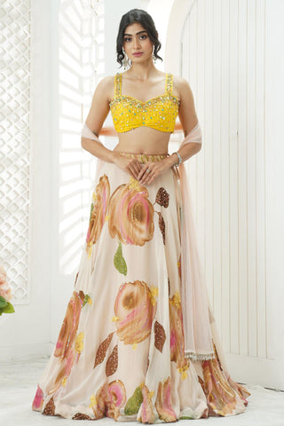 Hand Painted Lehenga for Indian Wedding – Pink Aangan Set by Priti Sahni