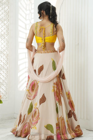 Hand Painted Lehenga for Indian Wedding – Pink Aangan Set by Priti Sahni