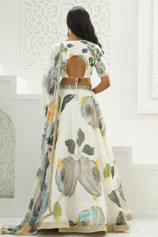 Ivory Lehenga for Indian Wedding – Aangan Painted Set by Priti Sahni