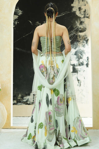 Mint Green Lehenga for Indian Wedding – Aangan Corset Set by Priti Sahni