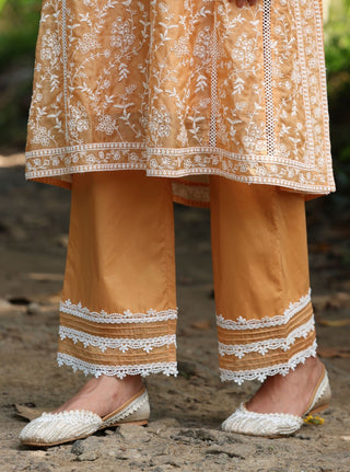 Orange malgudi days caara kurta set