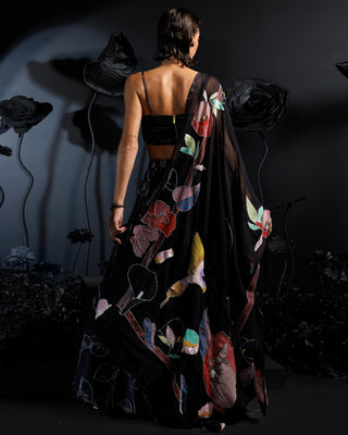 Gray petals of serenity charcoal grey lehenga set