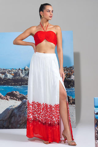 White catch me coral wow bustier & skirt