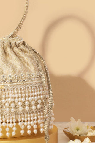 Off-white anahi embroidered brocade bucket bag